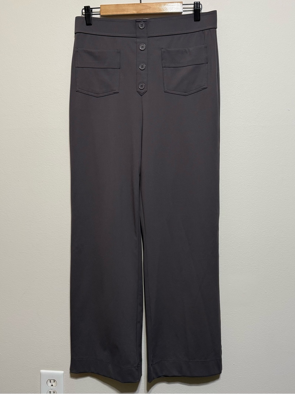 Halara DayStretch High Waisted Pockets Straight Leg Casual Pants Gray Women L - Picture 3 of 6